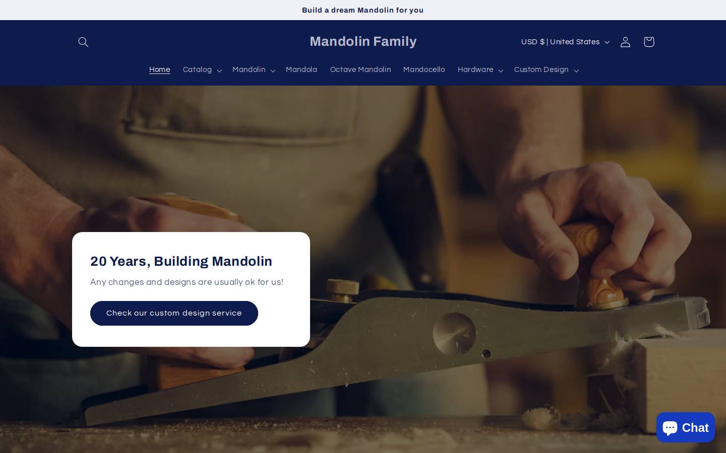 mandolinfamily.com homepage screenshot