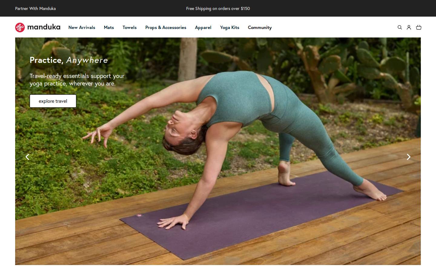 Manduka homepage screenshot