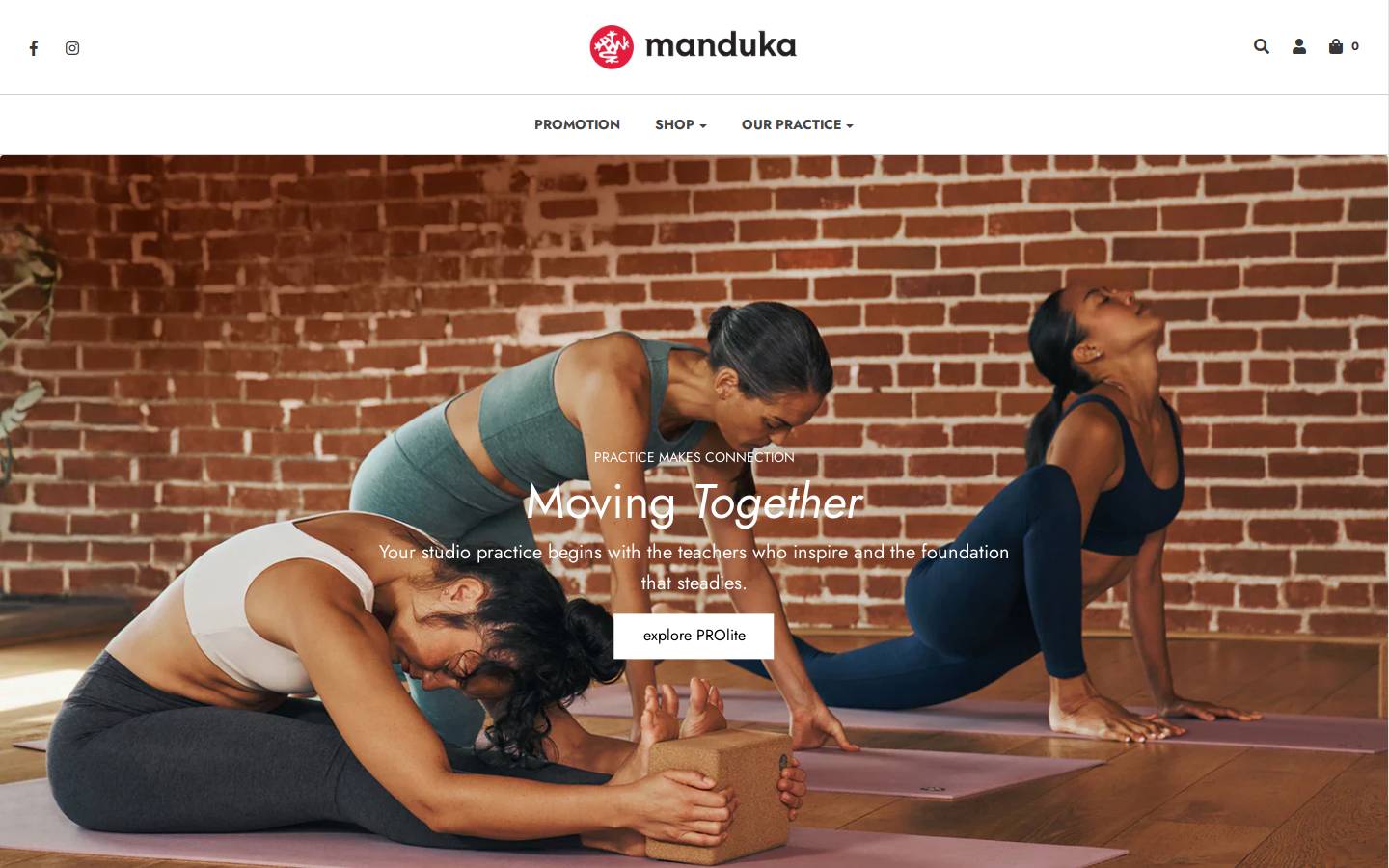 Manduka homepage screenshot