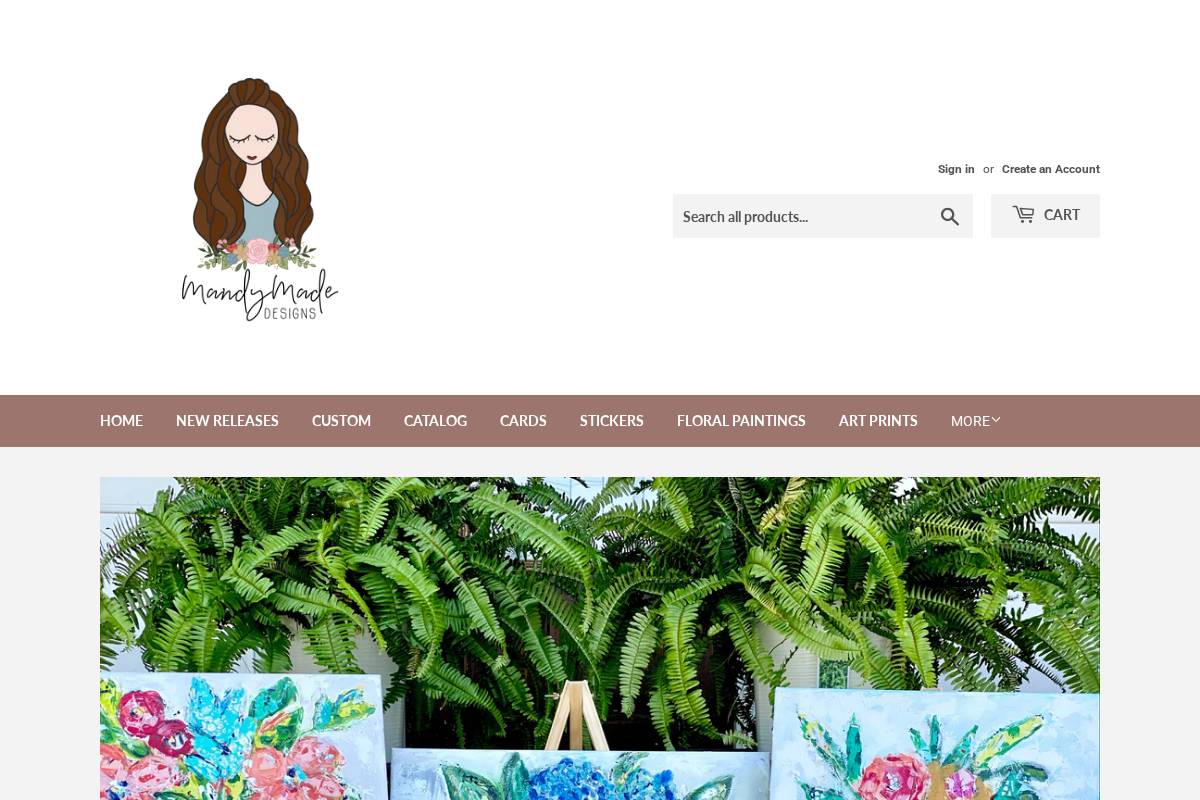 mandymade-designs.com homepage screenshot