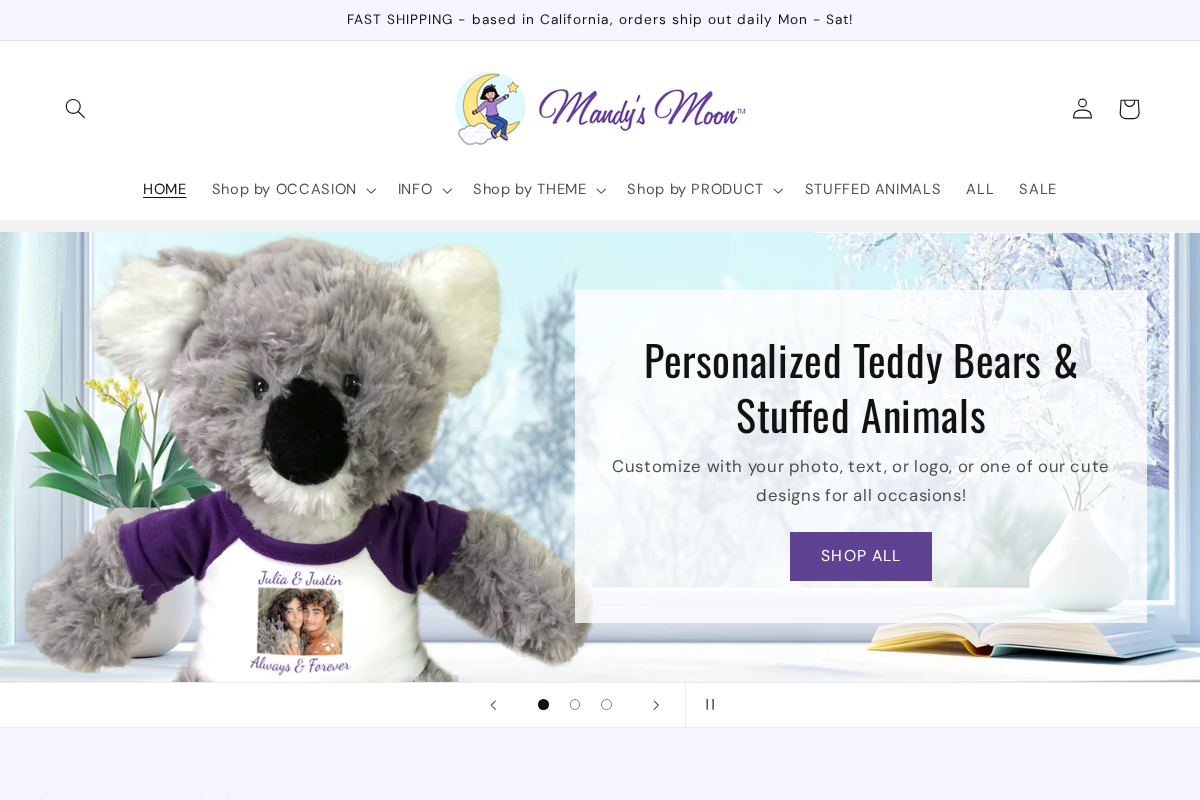 mandysmoon.com homepage screenshot