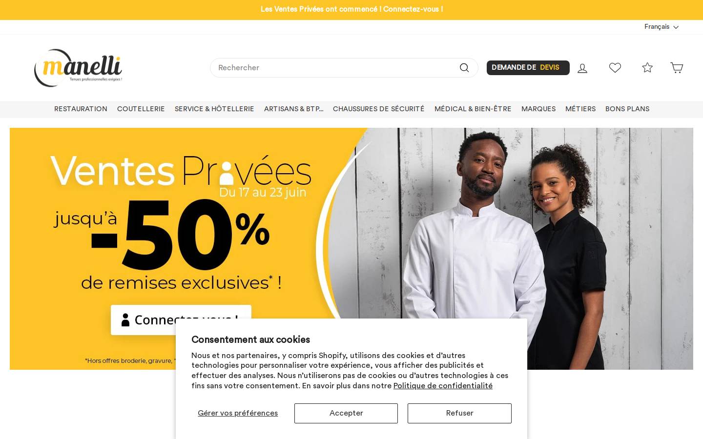 Manelli homepage screenshot