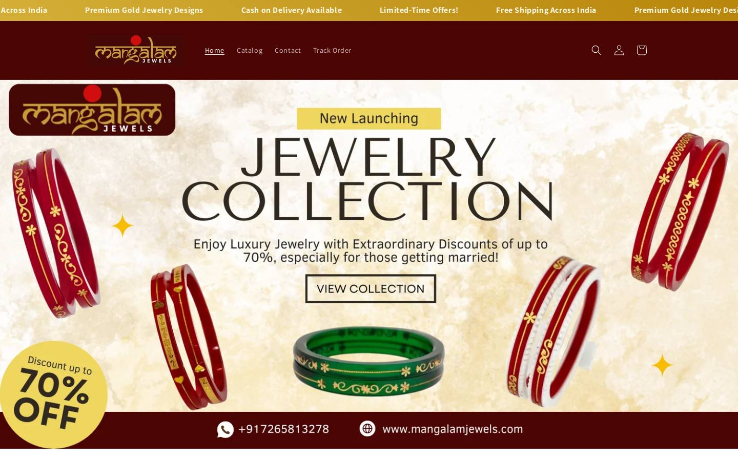 mangalamjewels.com homepage screenshot