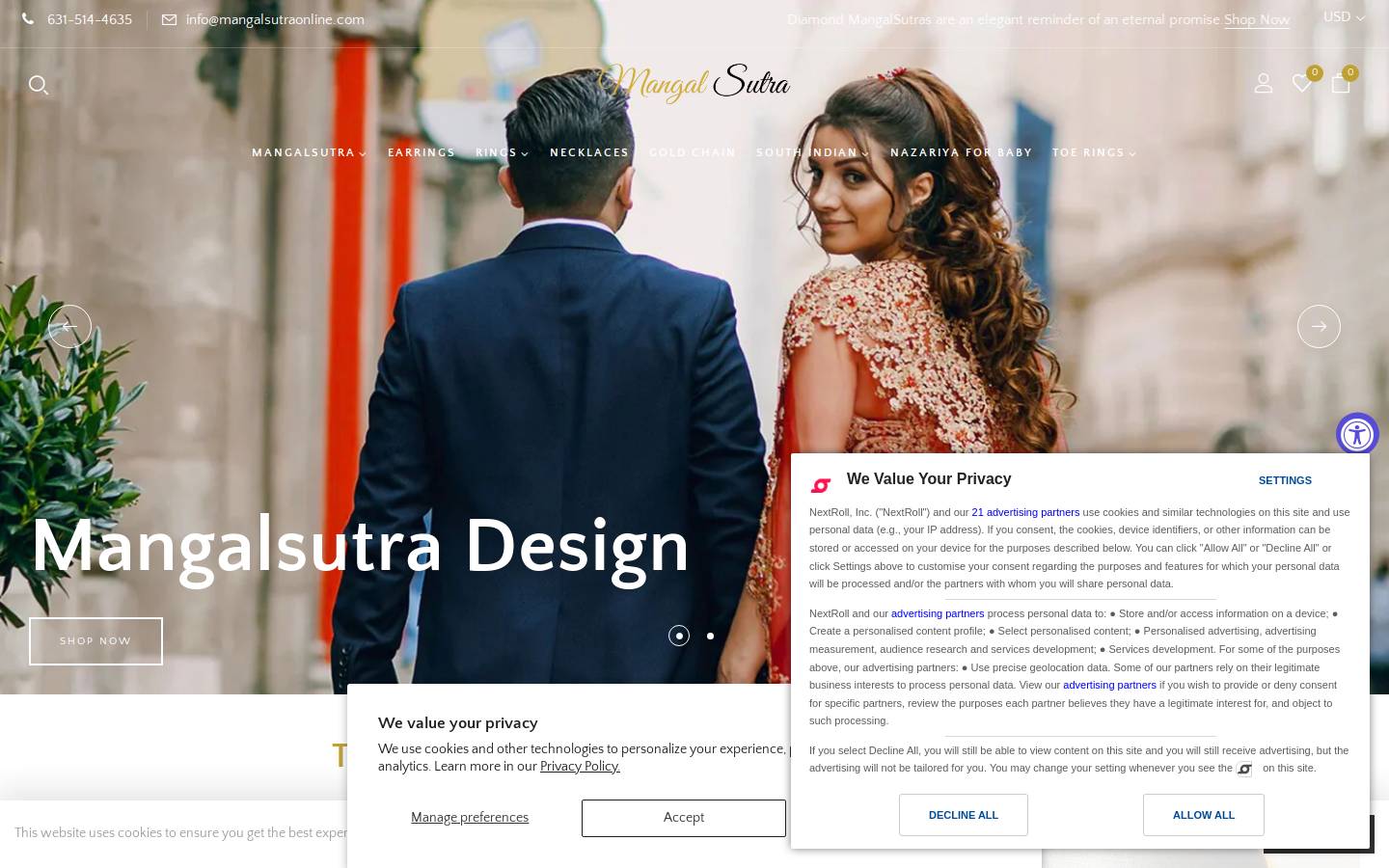 mangalsutraonline.com homepage screenshot