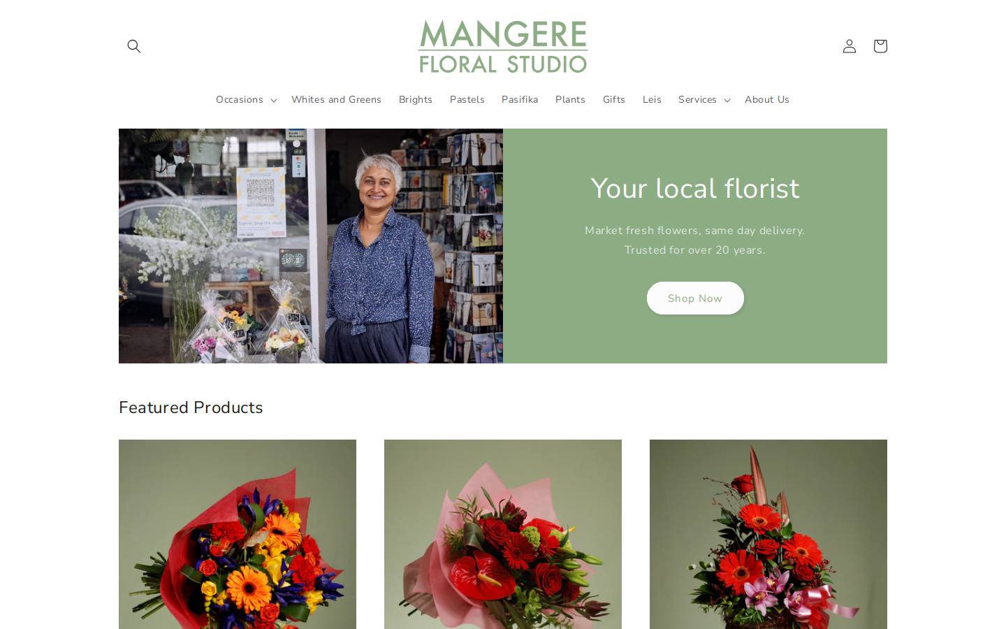 Mangerefloral homepage screenshot