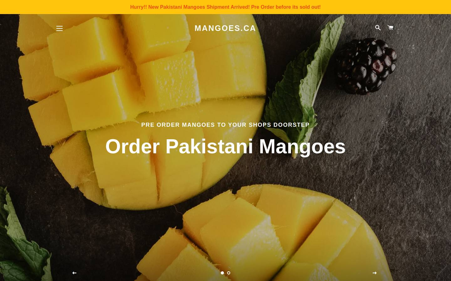 mangoes.ca homepage screenshot