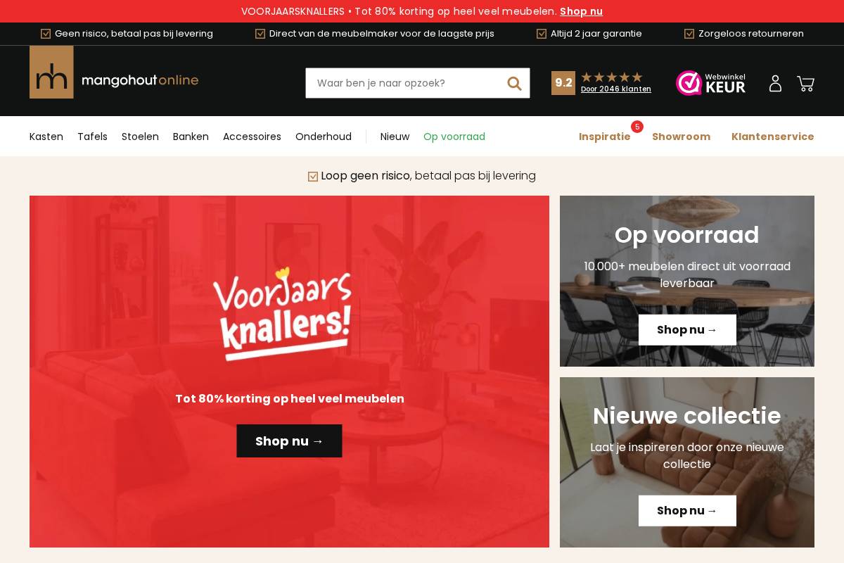 Mangohoutonline homepage screenshot