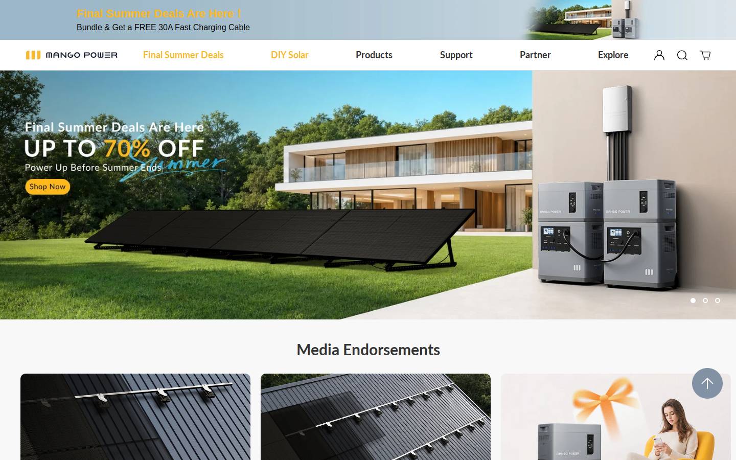 Mango Power homepage screenshot