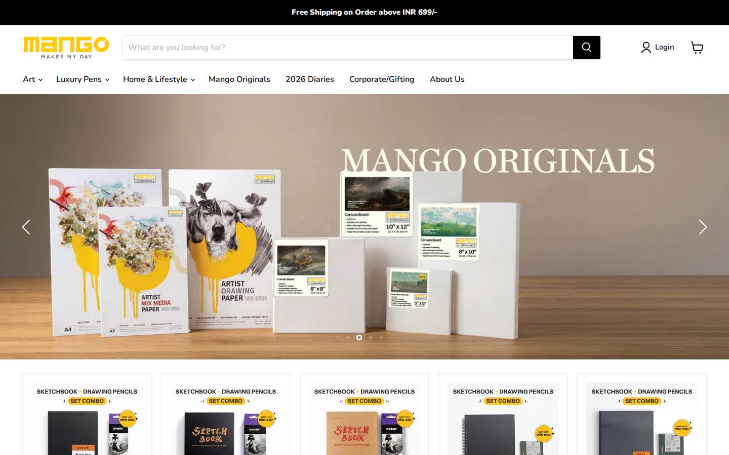 mangostationery.com homepage screenshot