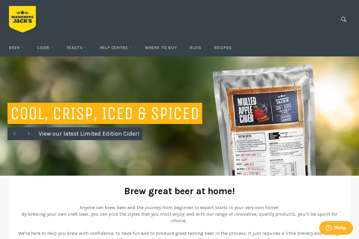 Mangrove Jack's homepage screenshot