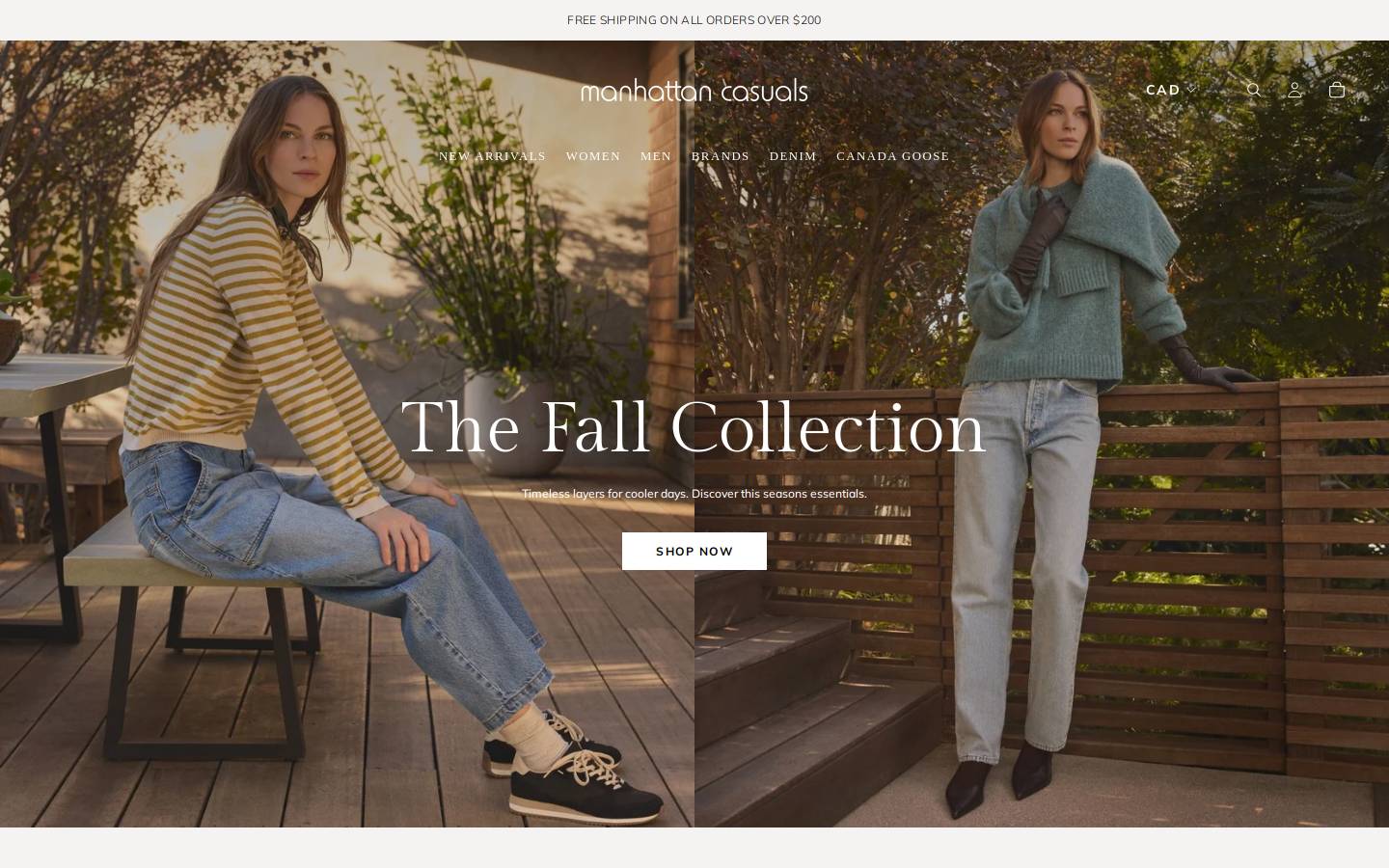manhattancasuals.com homepage screenshot