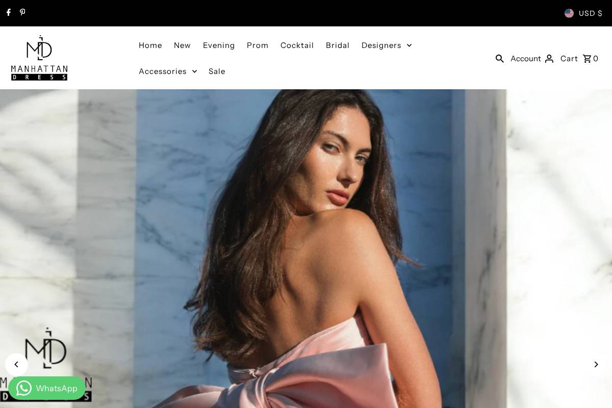 Manhattan Dress homepage screenshot