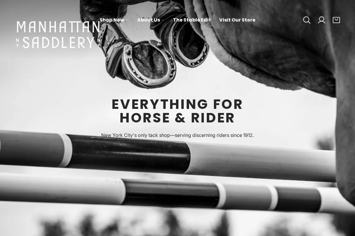 Manhattan Saddlery homepage screenshot