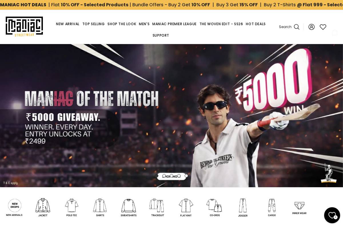 maniaclife.com homepage screenshot