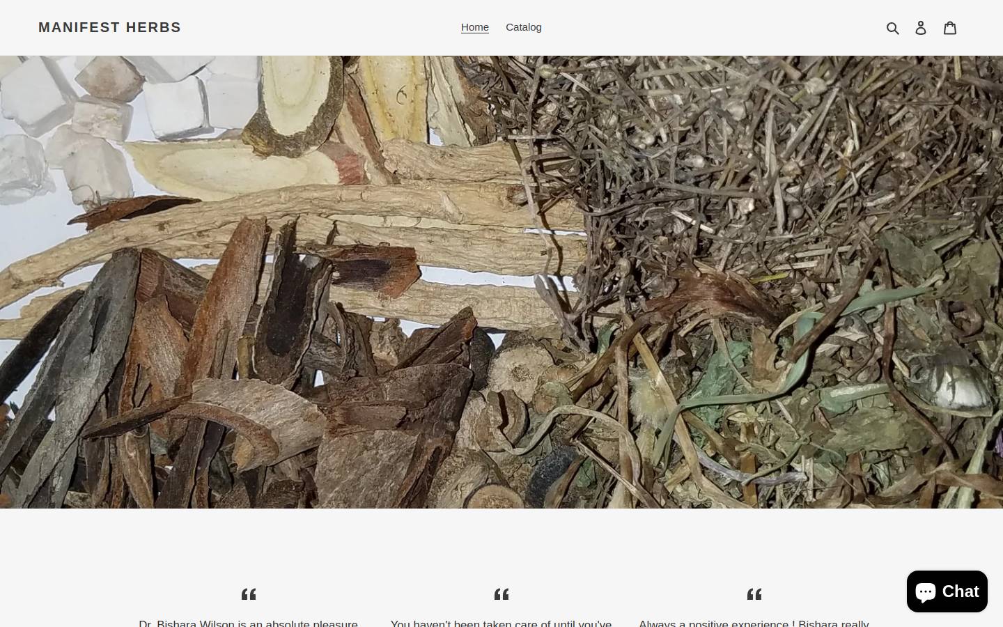 manifestherbs.com homepage screenshot
