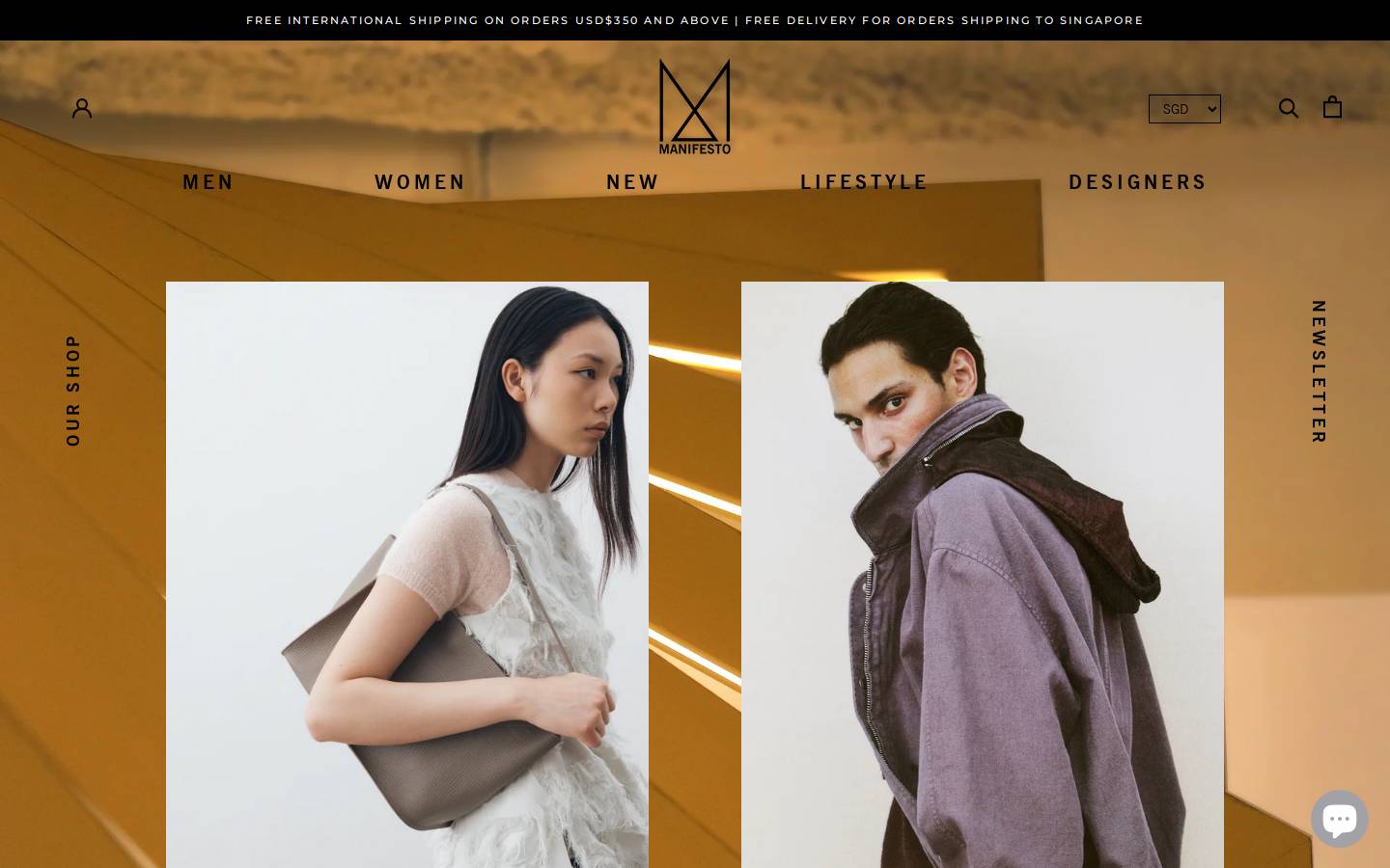 manifestoshop.com homepage screenshot