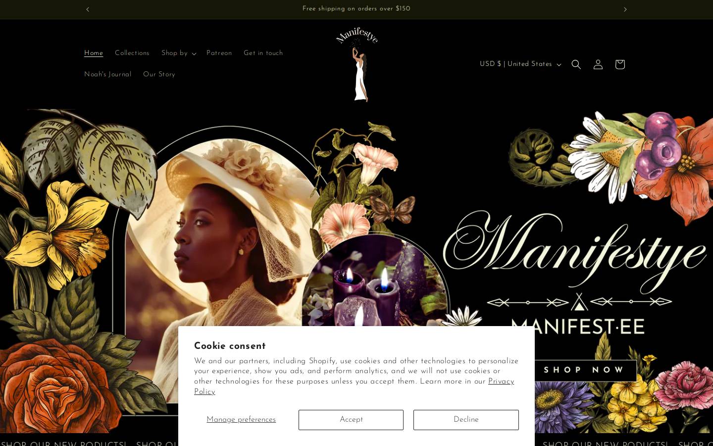manifestye.com homepage screenshot