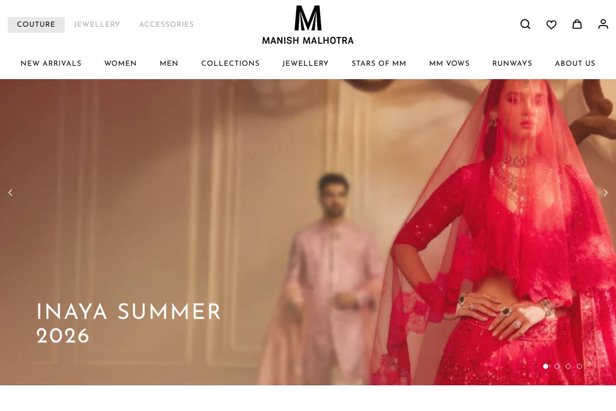Manish Malhotra homepage screenshot