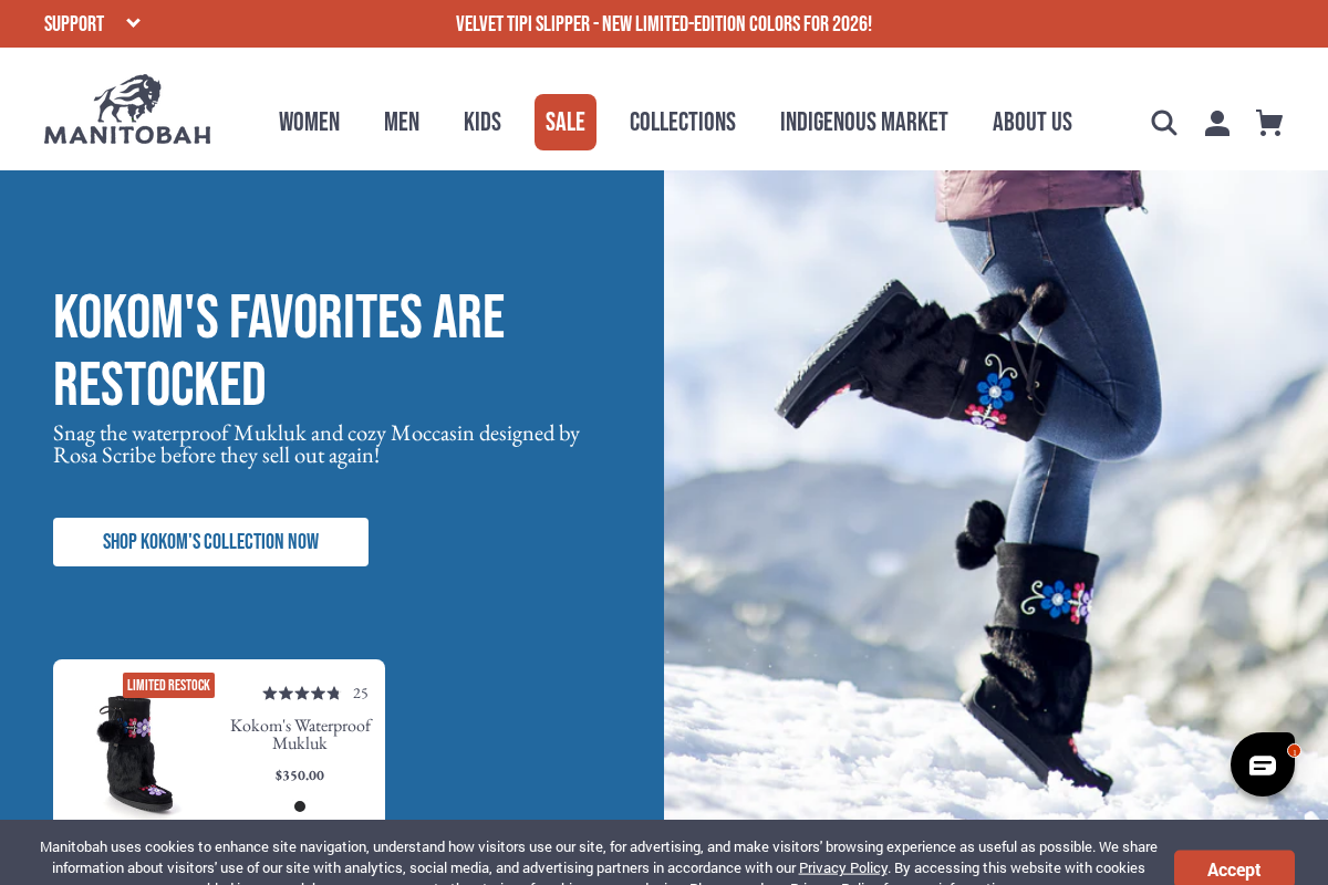 Manitobah Mukluks homepage screenshot