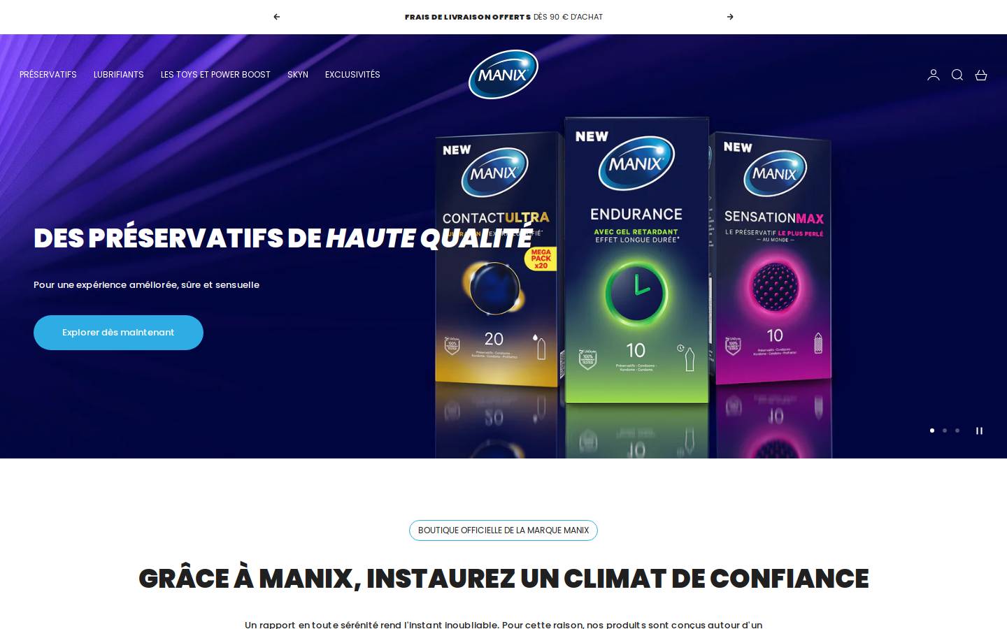 SKYN France homepage screenshot