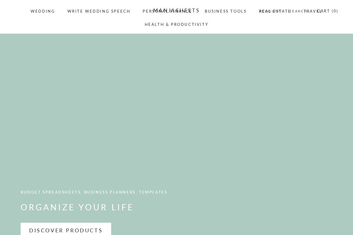 manjasheets.com homepage screenshot