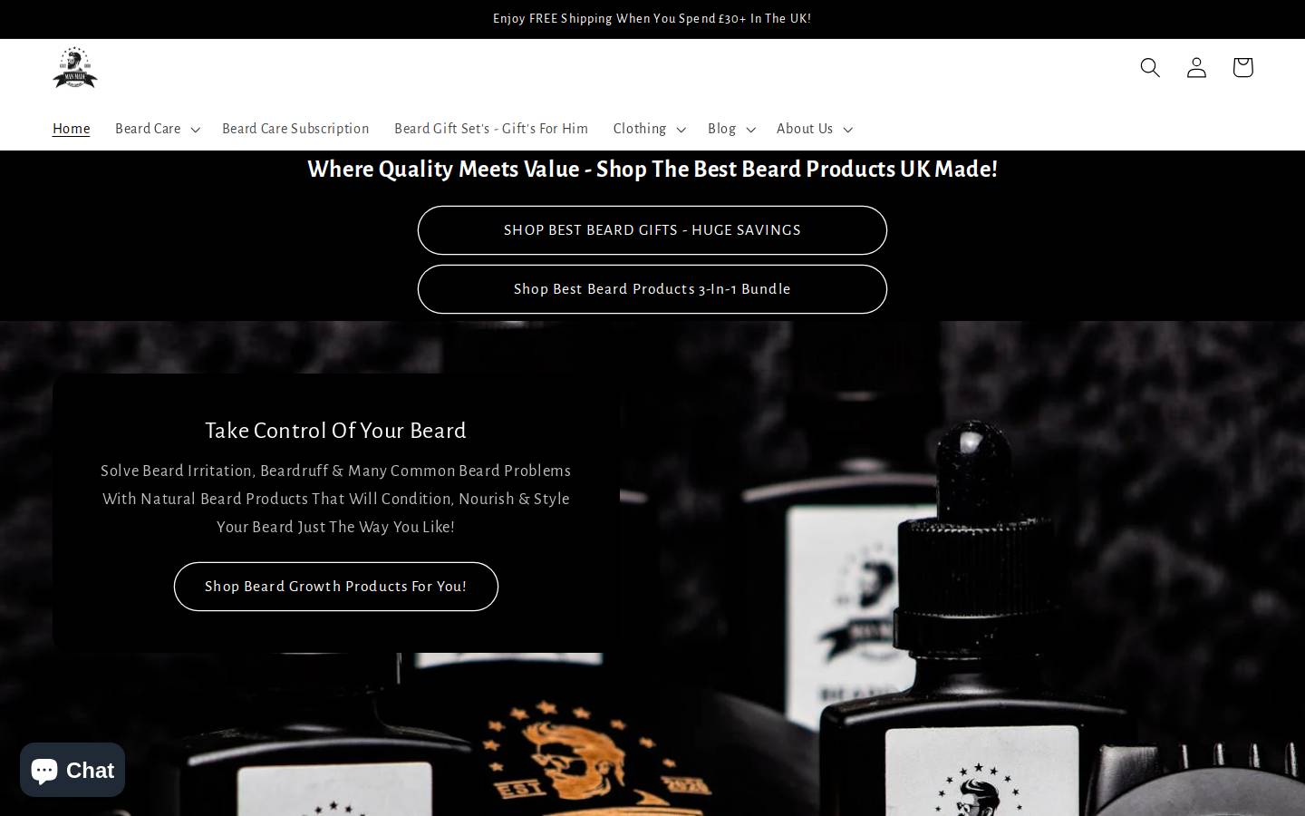 Manmadebeardcompany homepage screenshot