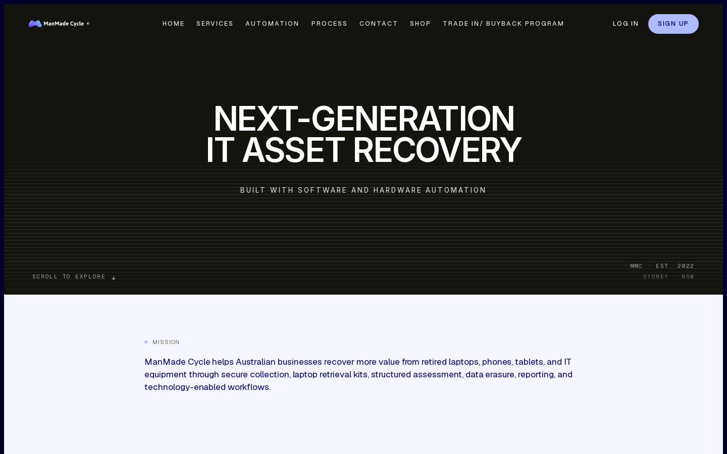 ManMade Cycle  homepage screenshot