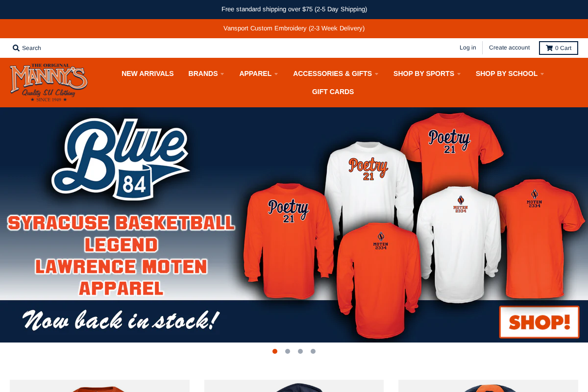 The Original Manny's - Syracuse Team Shop homepage screenshot