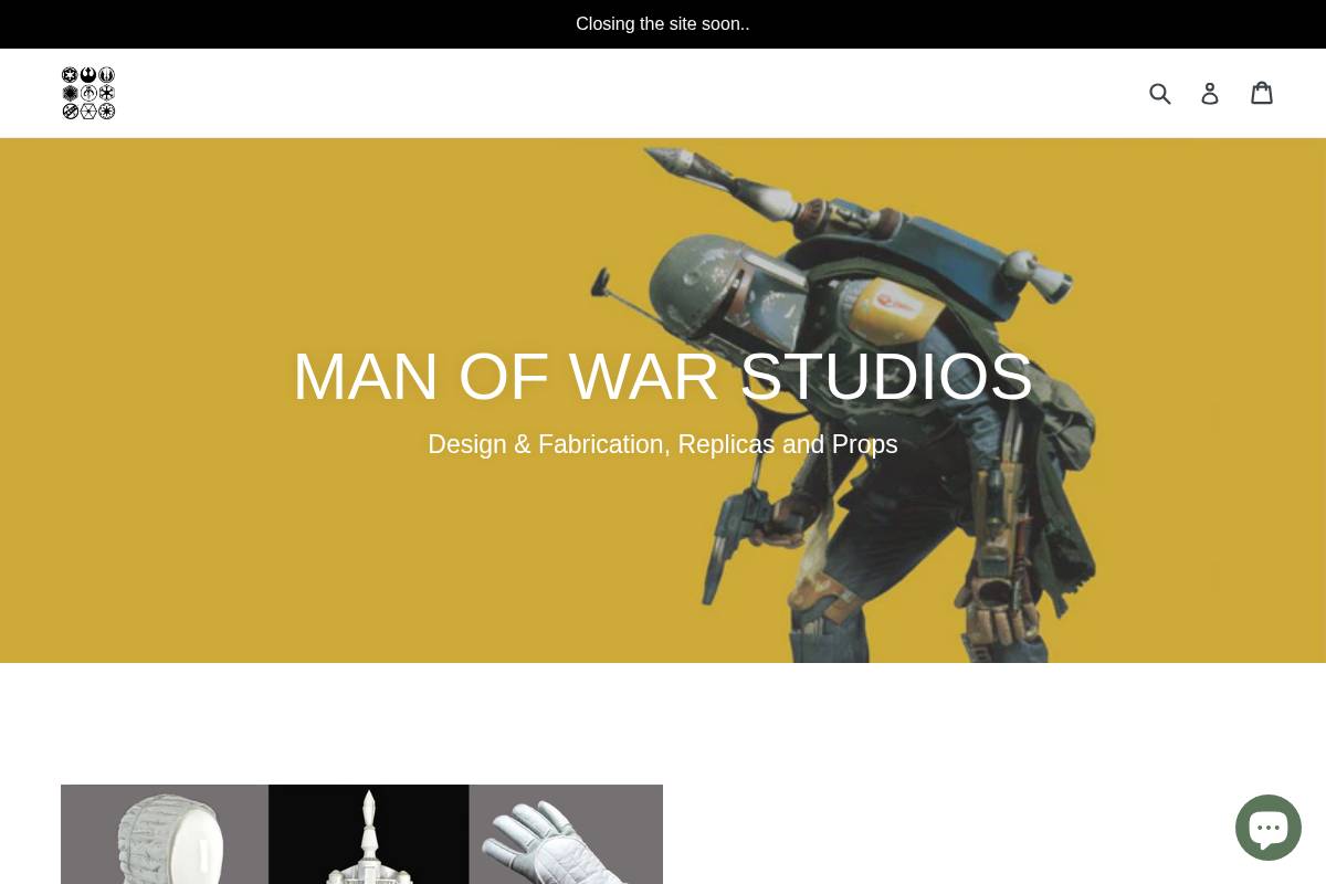 manofwarstudios.com homepage screenshot