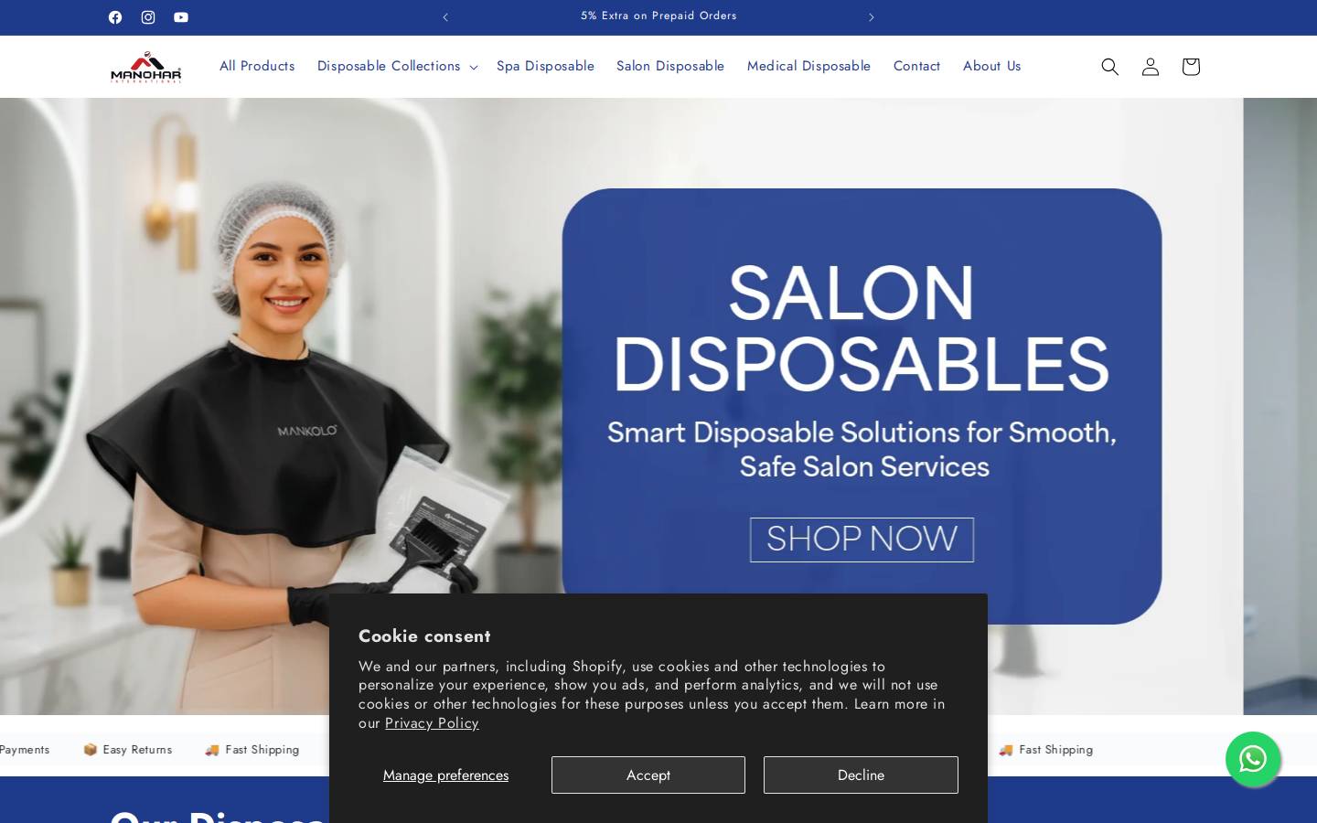 manoharinternational.store homepage screenshot