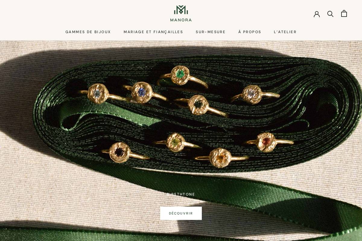 Manora Bijoux homepage screenshot