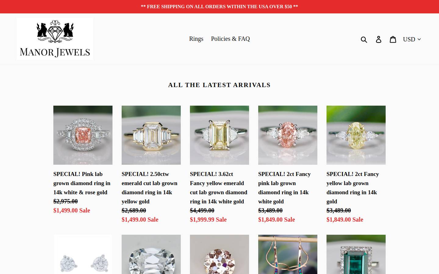 manorjewels.com homepage screenshot