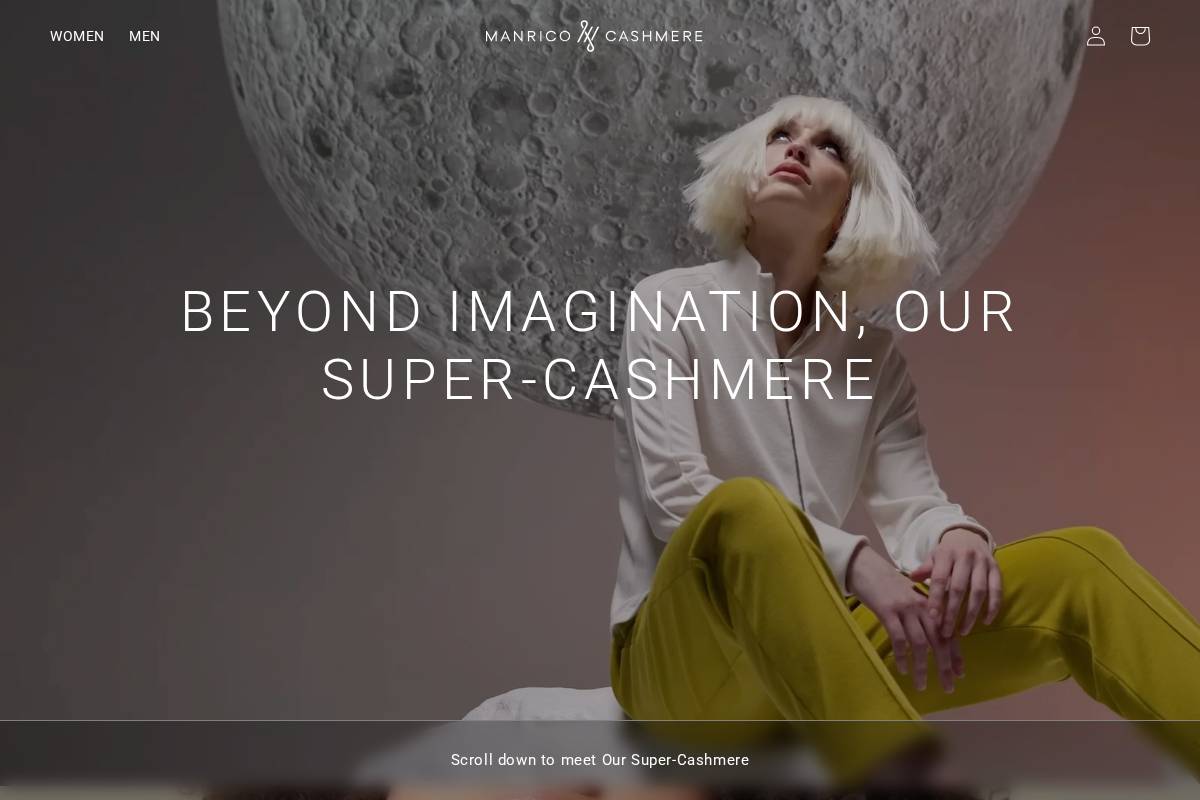 manricocashmere.com homepage screenshot