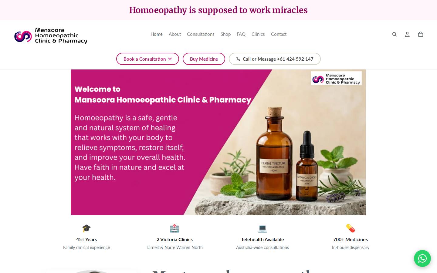 mansoora.com.au homepage screenshot
