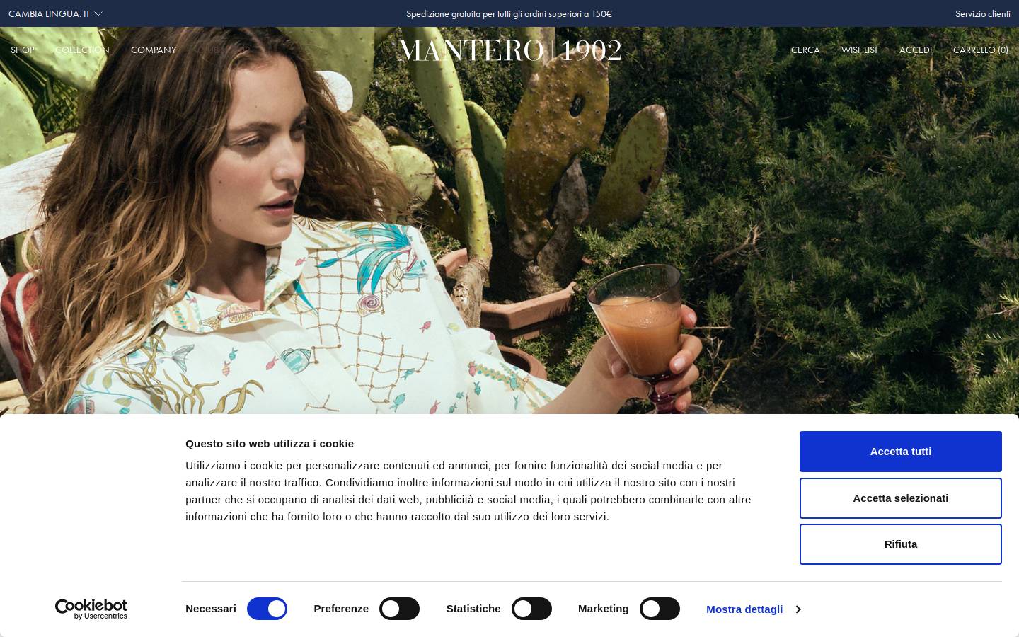 Mantero Seta Spa homepage screenshot