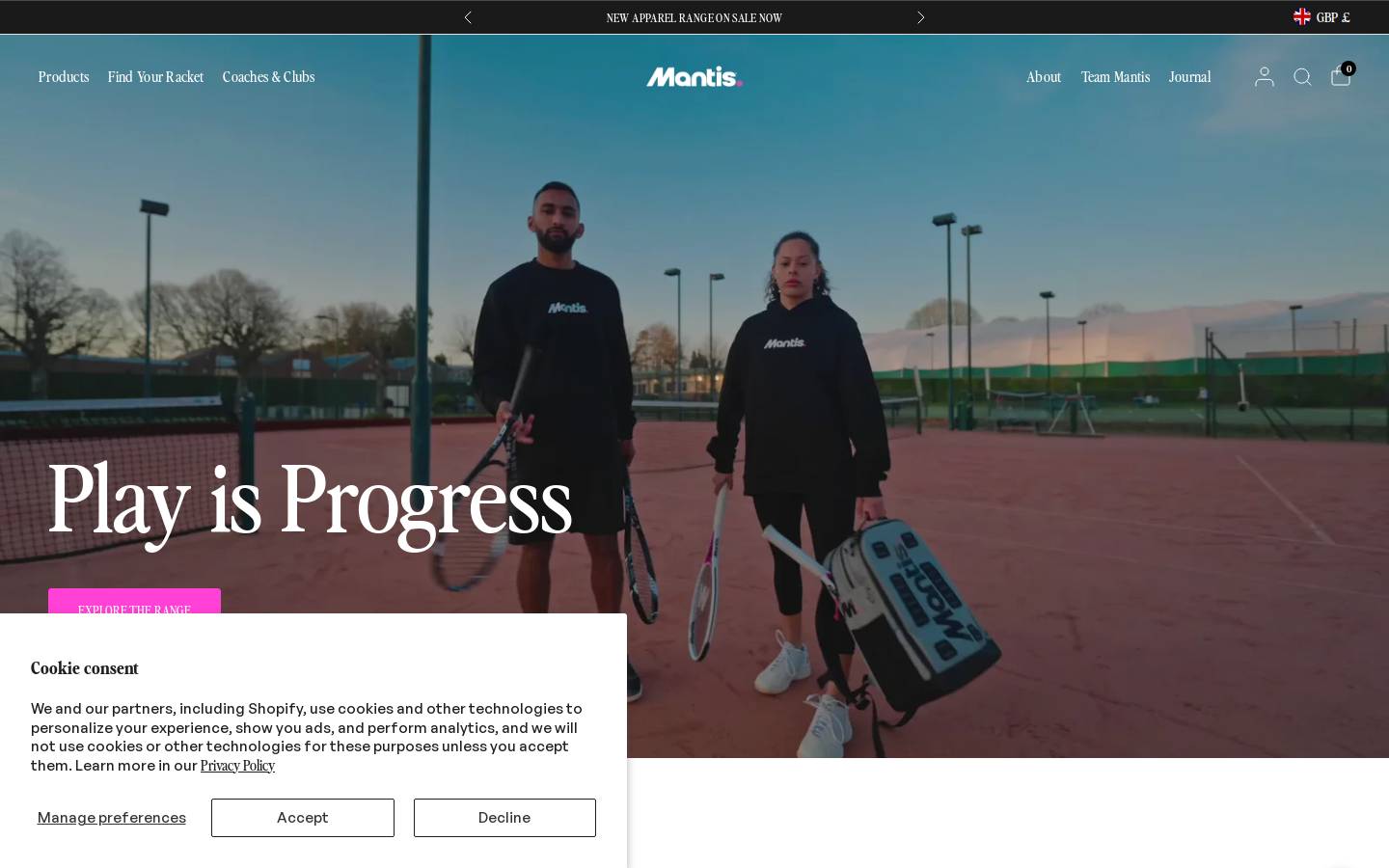 Mantis-sport homepage screenshot