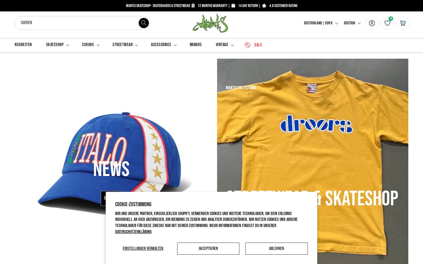 Mantis Lifestore homepage screenshot