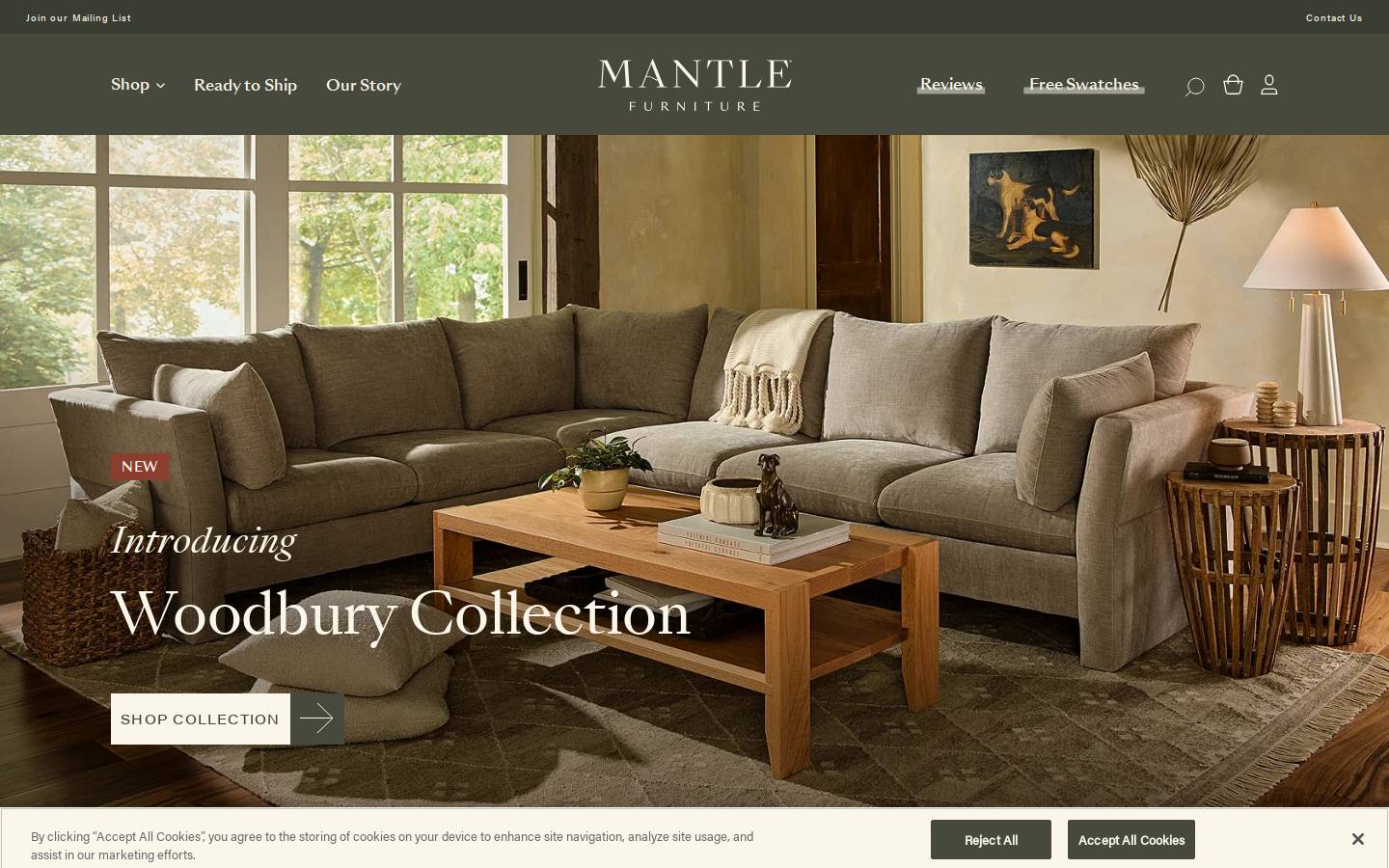mantlefurniture.com homepage screenshot