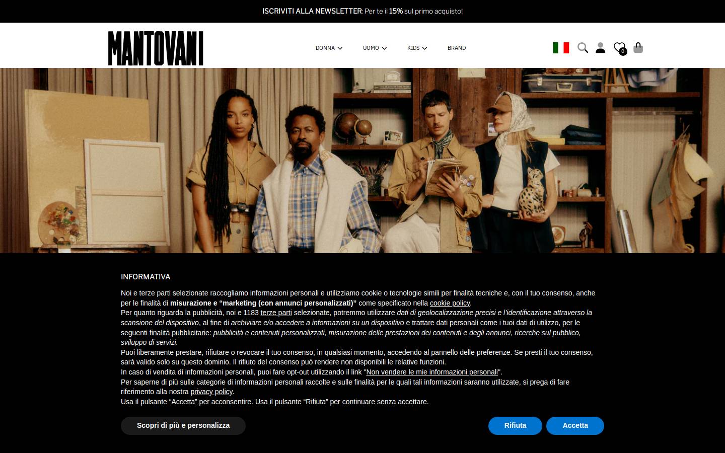 Mantovanishop homepage screenshot