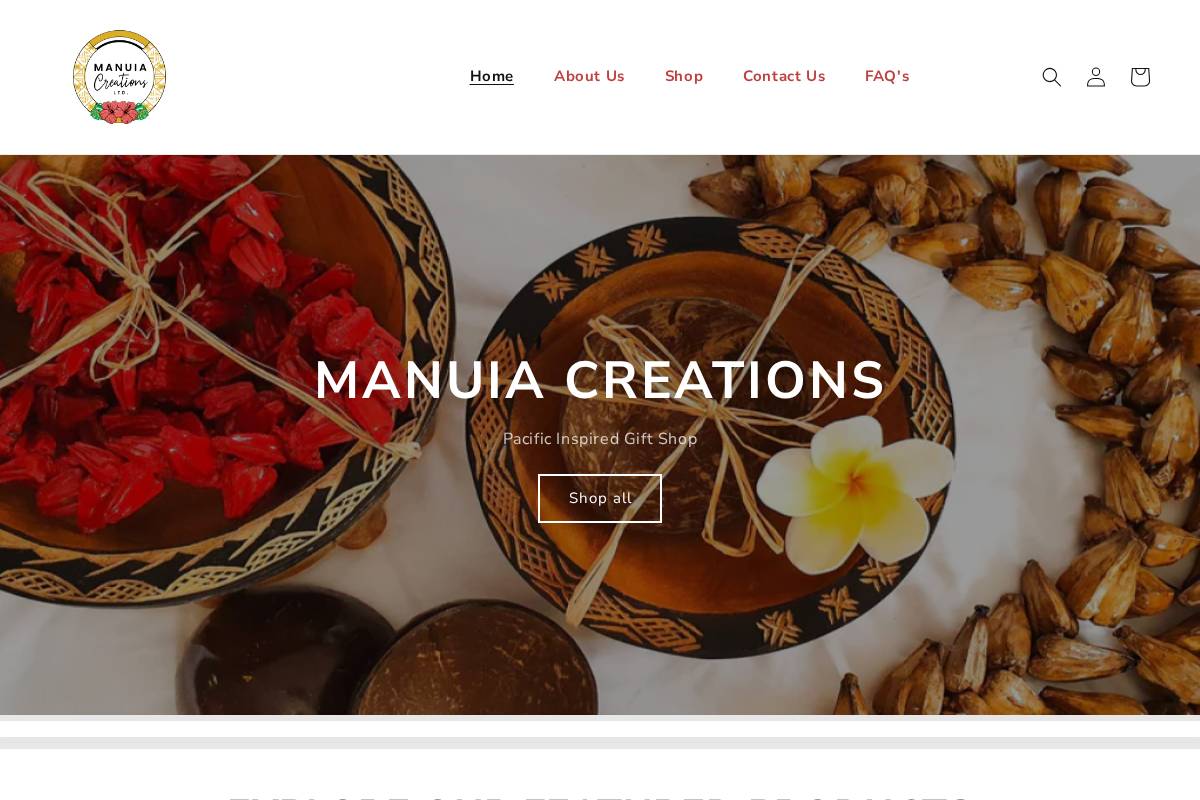 manuiacreations.com homepage screenshot