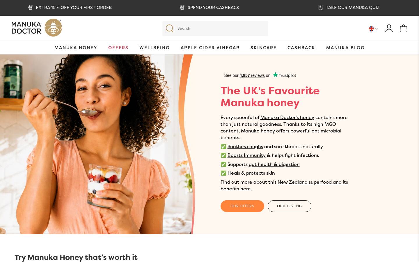 Manuka Doctor homepage screenshot