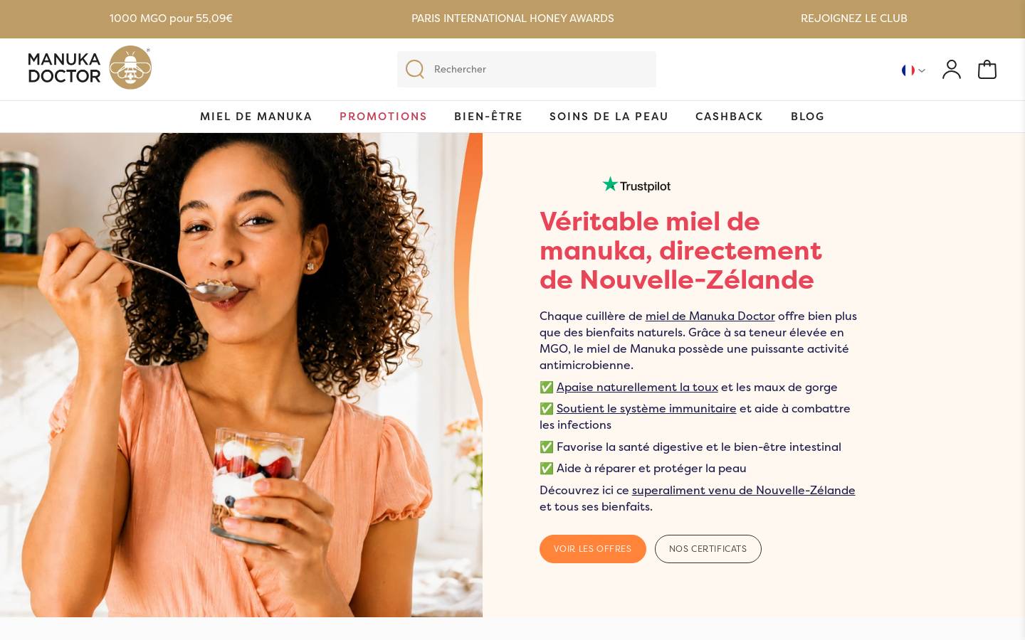 Manuka Doctor France homepage screenshot