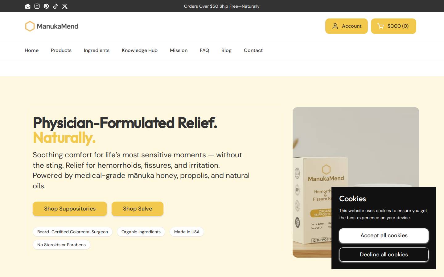 manukamend.com homepage screenshot