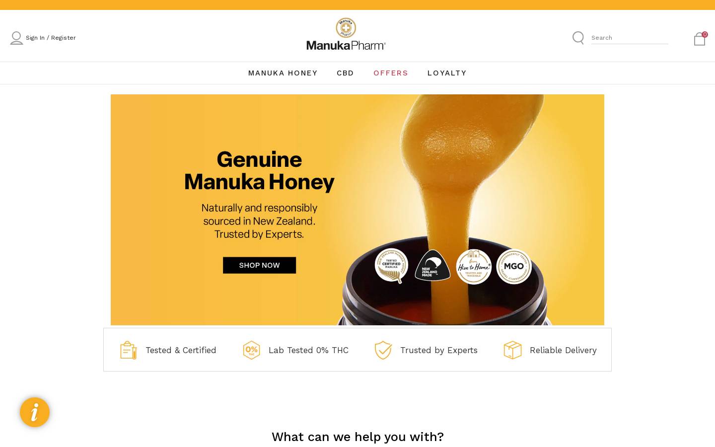 Manuka Pharm homepage screenshot