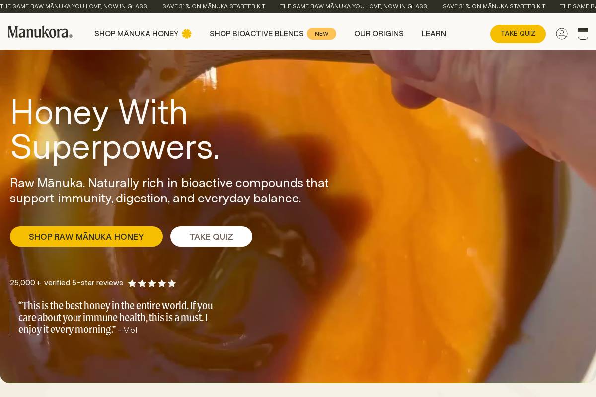 manukora.com homepage screenshot