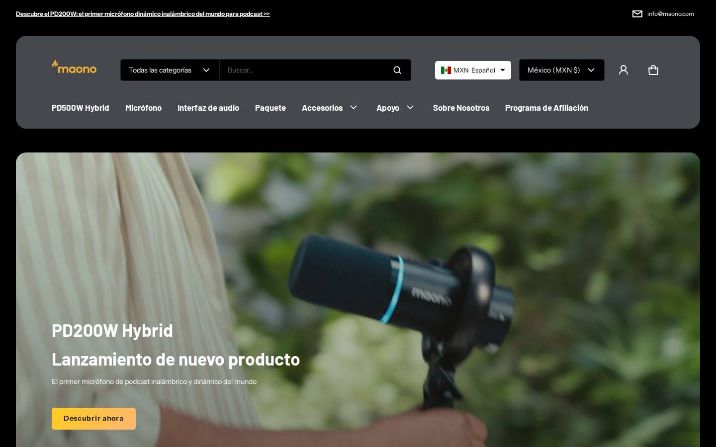 Maono homepage screenshot