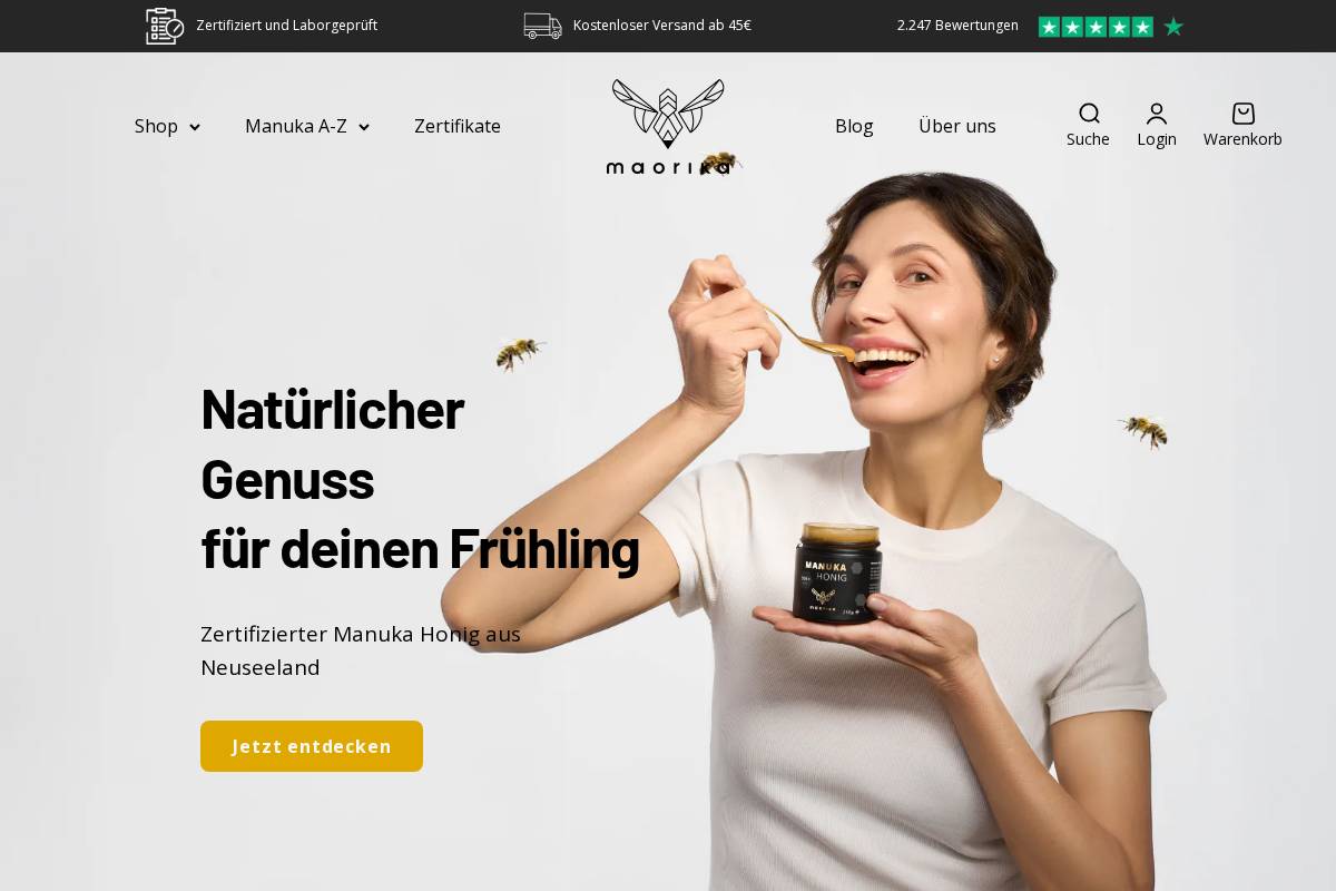 maorika homepage screenshot