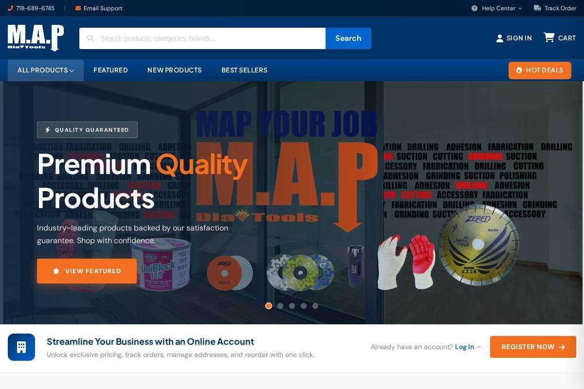 mapdiamondtools.com homepage screenshot