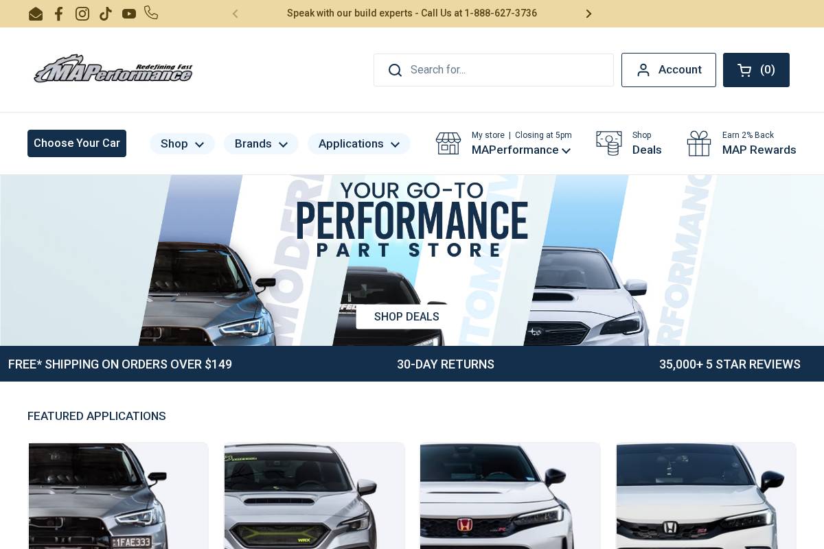 MAPerformance homepage screenshot