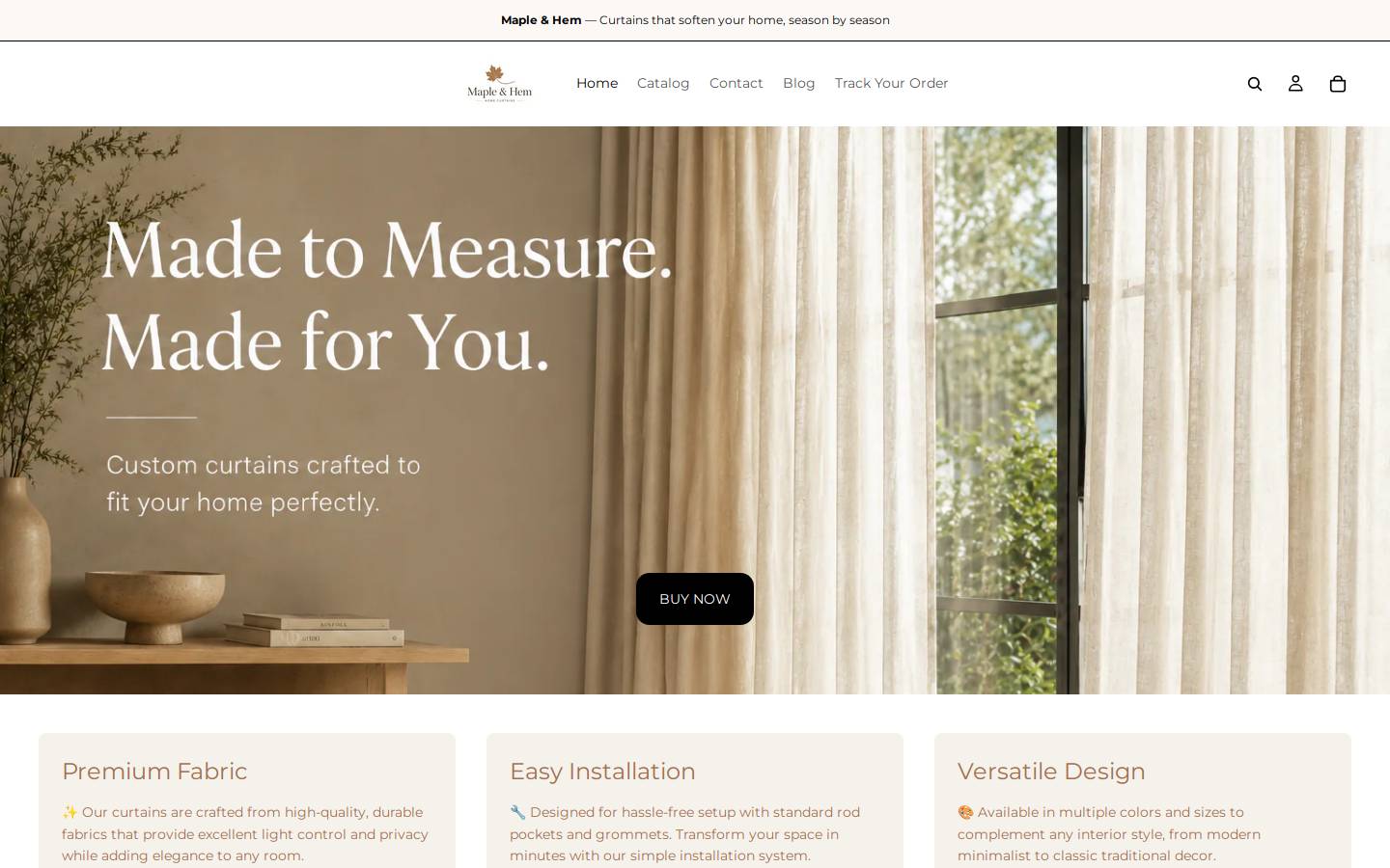 mapleandhem.com homepage screenshot